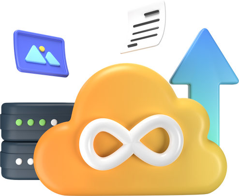 Unlimited Cloud Storage 3D illustration